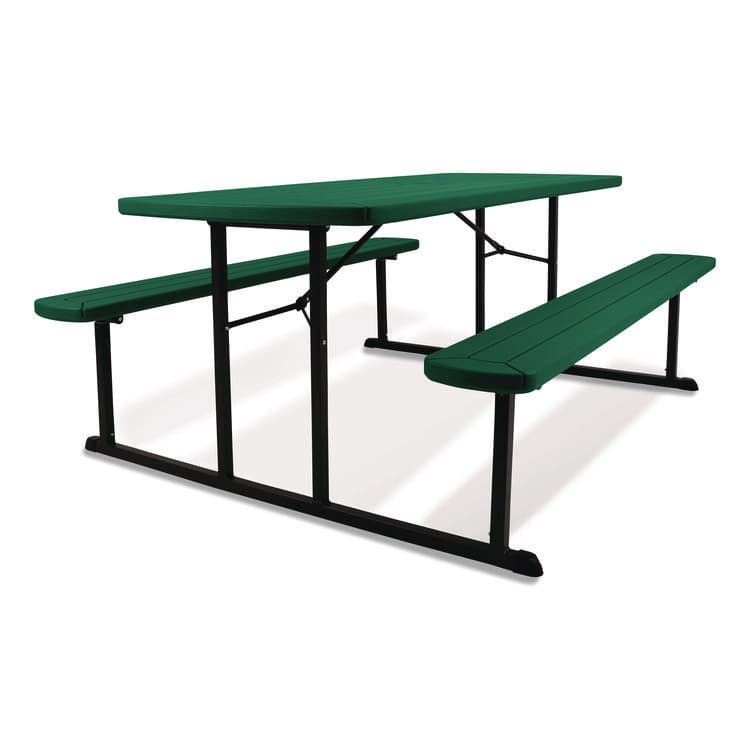 NATIONAL PUBLIC SEATING Blow Molded Folding Picnic Table, Rectangular, 57w x 72d x 29.5h, Green Top, Black Base/Legs (NPSBMPT3072BK06) thumbnail 2