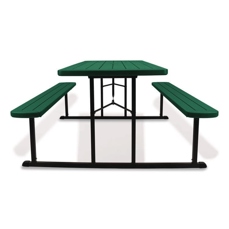 NATIONAL PUBLIC SEATING Blow Molded Folding Picnic Table, Rectangular, 57w x 72d x 29.5h, Green Top, Black Base/Legs (NPSBMPT3072BK06) thumbnail 3