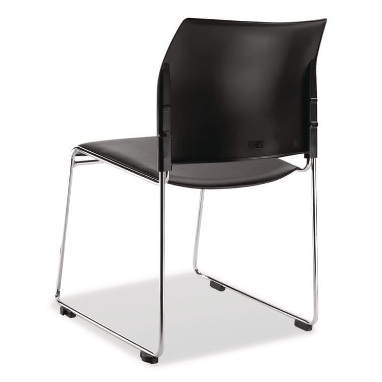 NATIONAL PUBLIC SEATING 8700 Series Cafetorium Plush Vinyl Stack Chair, Supports Up to 500 lb, 18" Seat Height, Black Seat/Back, Chrome Base, 4/CT (NPS871011104) thumbnail 3