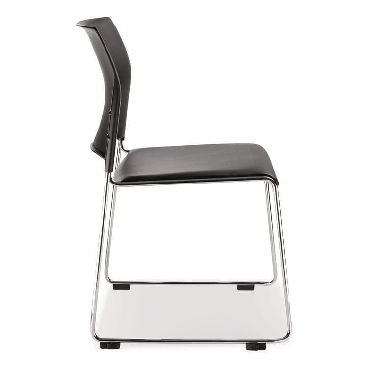 NATIONAL PUBLIC SEATING 8700 Series Cafetorium Plush Vinyl Stack Chair, Supports Up to 500 lb, 18" Seat Height, Black Seat/Back, Chrome Base, 4/CT (NPS871011104) thumbnail 4