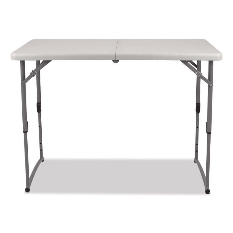 NATIONAL PUBLIC SEATING Plastic Fold-in-Half Adjustable Height Table, Rectangular, 24w x 48d x 22h to 35h, Speckled Gray Top, Gray Base/Legs (NPSBFHT2448A) thumbnail 2