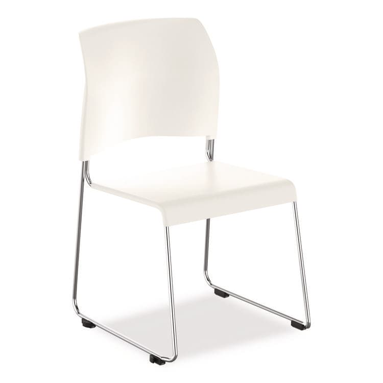 NATIONAL PUBLIC SEATING 8800 Series Cafetorium Plastic Stack Chair, Supports Up to 500 lb, 18" Seat Height, White Seat/Back, Chrome Base, 4/Carton (NPS880111014)