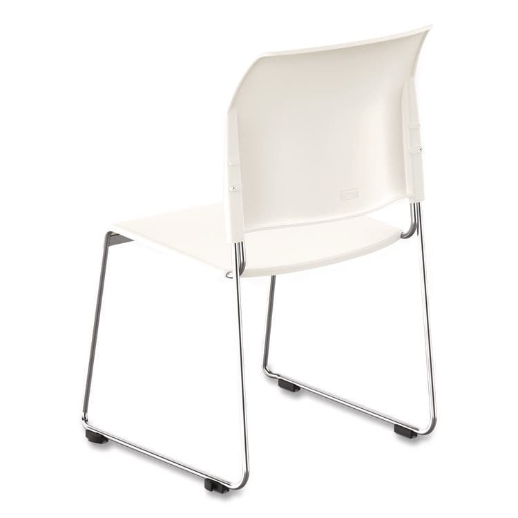 NATIONAL PUBLIC SEATING 8800 Series Cafetorium Plastic Stack Chair, Supports Up to 500 lb, 18" Seat Height, White Seat/Back, Chrome Base, 4/Carton (NPS880111014) thumbnail 2