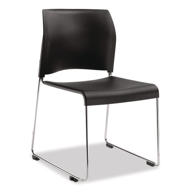 NATIONAL PUBLIC SEATING 8800 Series Cafetorium Plastic Stack Chair, Supports Up to 500 lb, 18" Seat Height, Black Seat/Back, Chrome Base, 4/Carton (NPS881011104) thumbnail 2