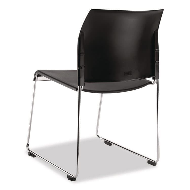 NATIONAL PUBLIC SEATING 8800 Series Cafetorium Plastic Stack Chair, Supports Up to 500 lb, 18" Seat Height, Black Seat/Back, Chrome Base, 4/Carton (NPS881011104) thumbnail 3