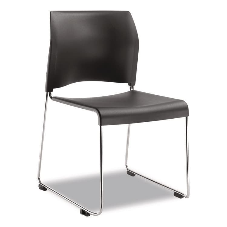 NATIONAL PUBLIC SEATING 8800 Series Cafetorium Plastic Stack Chair, Supports Up to 500 lb, 18" Seat Height, Charcoal Seat/Back, Chrome Base, 4/Carton (NPS882011204) thumbnail 2