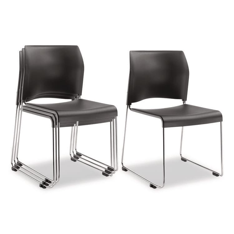 NATIONAL PUBLIC SEATING 8800 Series Cafetorium Plastic Stack Chair, Supports Up to 500 lb, 18" Seat Height, Charcoal Seat/Back, Chrome Base, 4/Carton (NPS882011204)