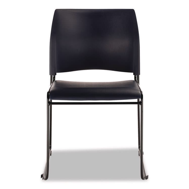 NATIONAL PUBLIC SEATING 8700 Series Cafetorium Plush Vinyl Stack Chair, Supports Up to 500 lb, 18" Seat Height, Blue Seat/Back, Black Base, 4/Carton (NPS870410044) thumbnail 3