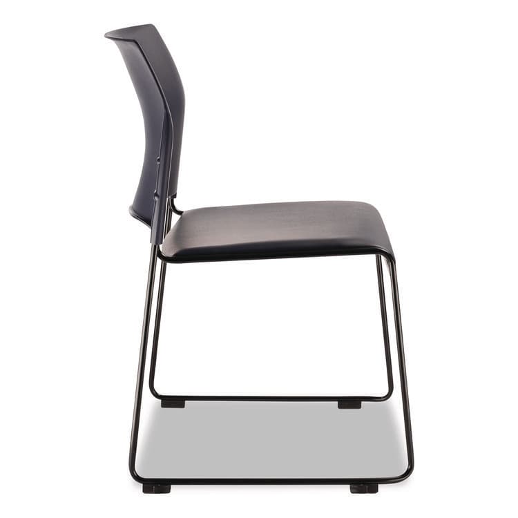 NATIONAL PUBLIC SEATING 8700 Series Cafetorium Plush Vinyl Stack Chair, Supports Up to 500 lb, 18" Seat Height, Blue Seat/Back, Black Base, 4/Carton (NPS870410044) thumbnail 4