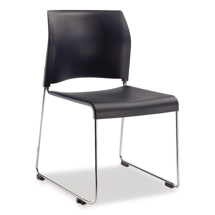 NATIONAL PUBLIC SEATING 8800 Series Cafetorium Plastic Stack Chair, Supports Up to 500 lb, 18" Seat Height, Blue Seat/Back, Chrome Base, 4/Carton (NPS880411044) thumbnail 2