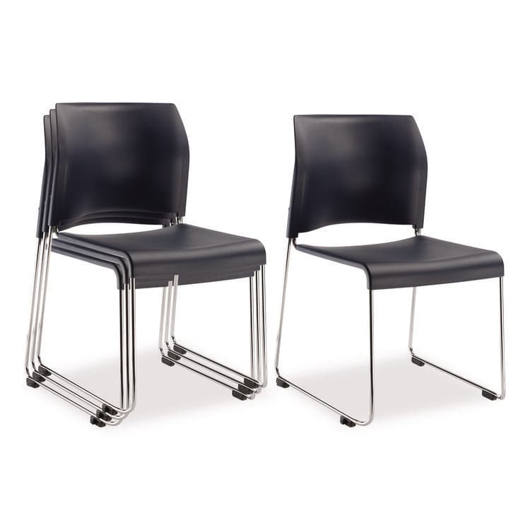 NATIONAL PUBLIC SEATING 8800 Series Cafetorium Plastic Stack Chair, Supports Up to 500 lb, 18" Seat Height, Blue Seat/Back, Chrome Base, 4/Carton (NPS880411044)