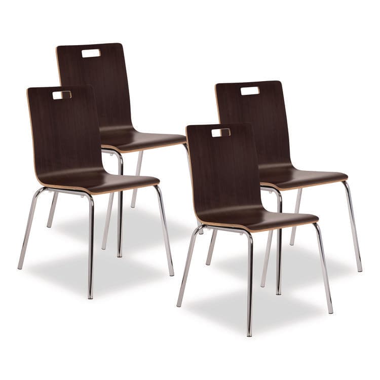 NATIONAL PUBLIC SEATING Bushwick Series Bentwood Chair, Supports Up to 500 lb, 18" Seat Height, Espresso Seat, Espresso Back, Chrome Base, 4/Carton (NPSBCC214)