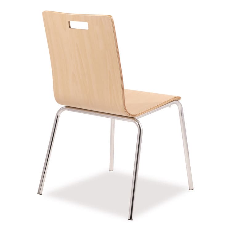 NATIONAL PUBLIC SEATING Bushwick Series Bentwood Chair, Supports Up to 500 lb, 18" Seat Height, Natural Seat, Natural Back, Chrome Base, 4/Carton (NPSBCC224) thumbnail 3
