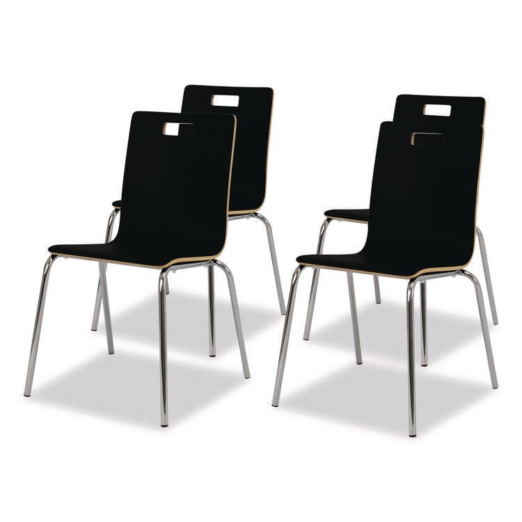 NATIONAL PUBLIC SEATING Bushwick Series Bentwood Chair, Supports Up to 500 lb, 18" Seat Height, Black Seat, Black Back, Chrome Base, 4/Carton (NPSBCC234)
