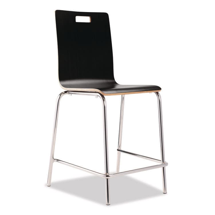 NATIONAL PUBLIC SEATING Bushwick Series Bentwood Stool, Counter Height, Supports Up to 500 lb, 24" Seat Height, Black Seat/Back, Chrome Base, 4/CT (NPSBCM234) thumbnail 2