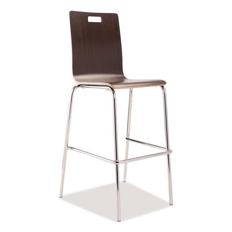 NATIONAL PUBLIC SEATING Bushwick Series Bentwood Stool, Supports Up to 500 lb, 30" Seat Height, Espresso Seat, Espresso Back, Chrome Base, 4/Carton (NPSBCS214) thumbnail 2