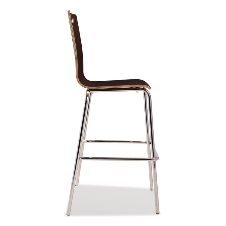 NATIONAL PUBLIC SEATING Bushwick Series Bentwood Stool, Supports Up to 500 lb, 30" Seat Height, Espresso Seat, Espresso Back, Chrome Base, 4/Carton (NPSBCS214) thumbnail 4