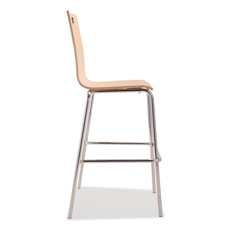 NATIONAL PUBLIC SEATING Bushwick Series Bentwood Stool, Supports Up to 500 lb, 30" Seat Height, Natural Seat, Natural Back, Chrome Base, 4/Carton (NPSBCS224) thumbnail 4