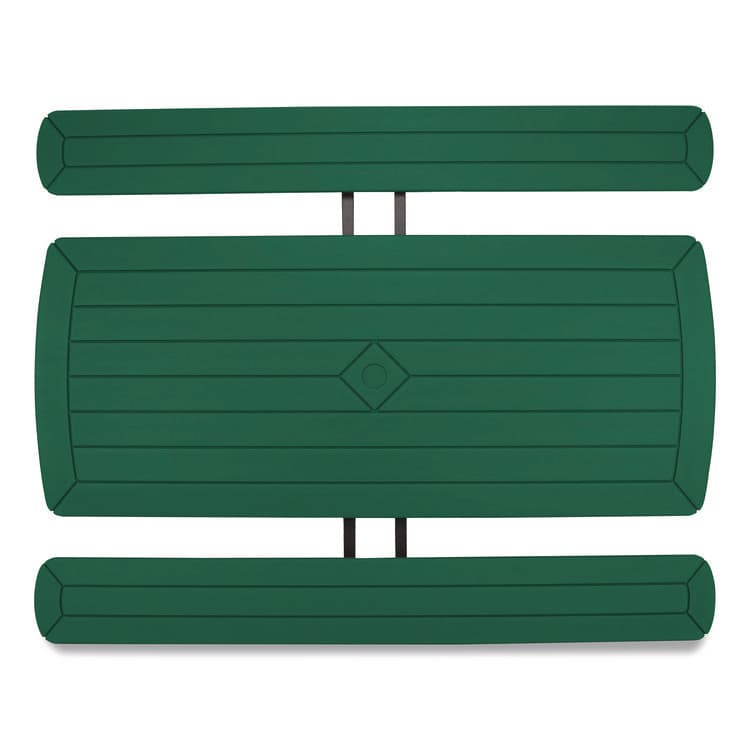 NATIONAL PUBLIC SEATING Blow Molded Folding Picnic Table, Rectangular, 57w x 72d x 29.5h, Green Top, Black Base/Legs (NPSBMPT3072BK06) thumbnail 4