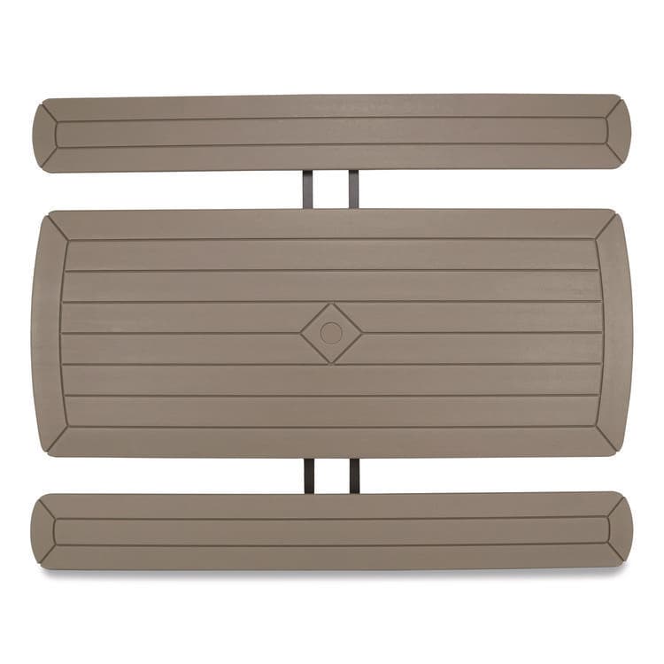 NATIONAL PUBLIC SEATING Blow Molded Folding Picnic Table, Rectangular, 57w x 72d x 29.5h, Brown Top, Brown Base/Legs (NPSBMPT3072BR03) thumbnail 4