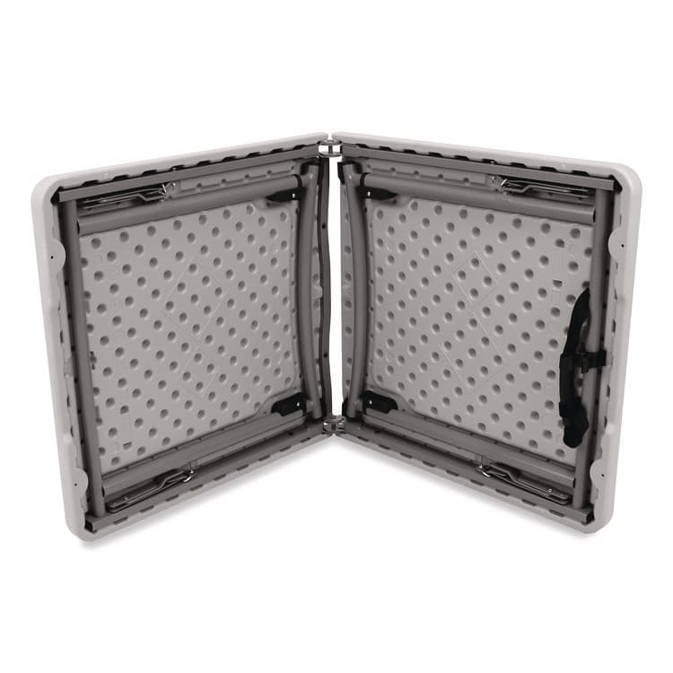 NATIONAL PUBLIC SEATING Plastic Fold-in-Half Adjustable Height Table, Rectangular, 24w x 48d x 22h to 35h, Speckled Gray Top, Gray Base/Legs (NPSBFHT2448A) thumbnail 4