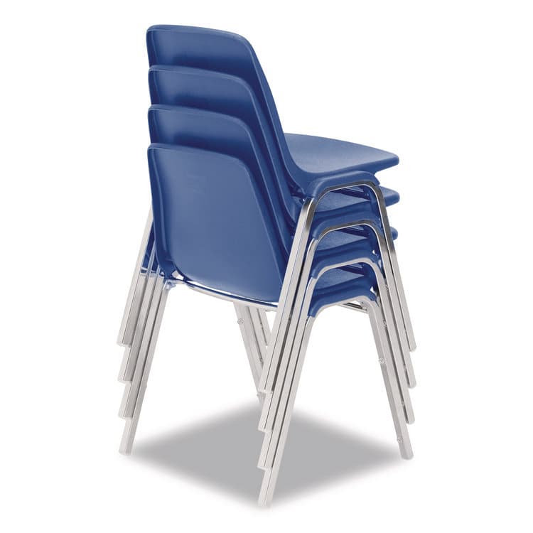 NATIONAL PUBLIC SEATING 8100 Series Poly Shell Stacking Chair, Supports Up to 500 lb, 18" Seat Height, Blue Seat, Blue Back, Chrome Base, 4/Carton (NPS81254) thumbnail 2