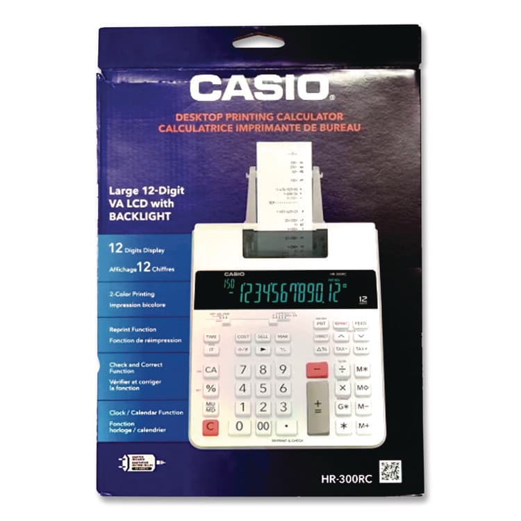 CASIO, . HR-300RC 12-Digit Printing Calculator, Black/Red Print, 2 Lines/Second, White (CSOHR300RC) thumbnail 4
