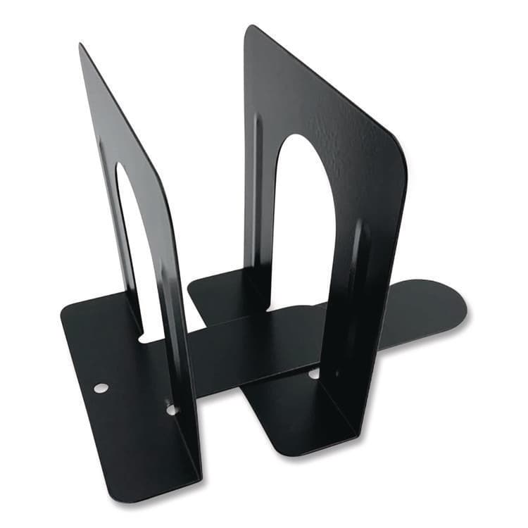 THE COIN-TAINER CO., LLC Steel Bookends, Contemporary Style, Nonskid Base, 6 x 8 x 9.25, Black, Pair (CTXHASZ0039) thumbnail 4