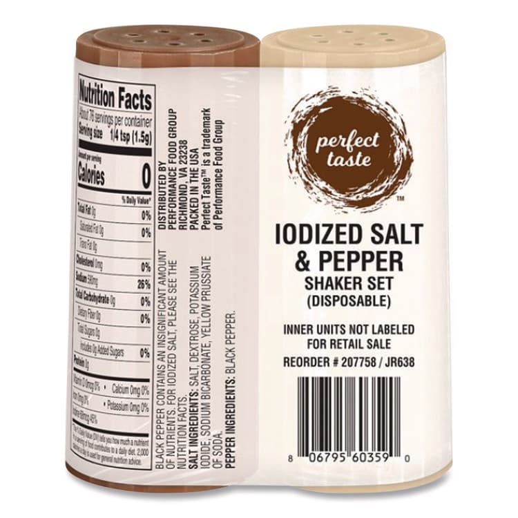 DEL DISPOSABLES Salt and Pepper Shaker Combo, 4 oz Salt Dispenser and 1.5 oz Pepper Dispenser (DEZGRN13060) thumbnail 3