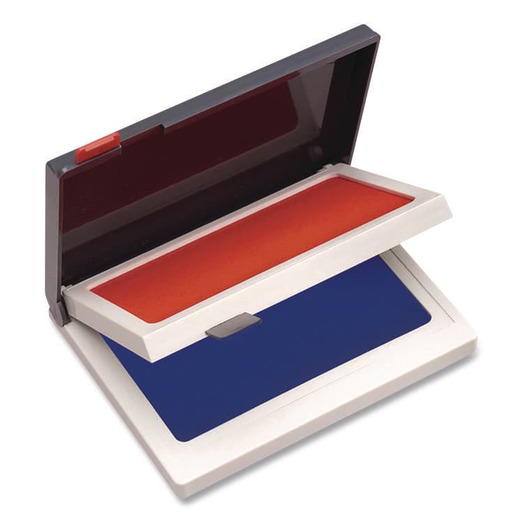 CONSOLIDATED STAMP Two-Color Felt Stamp Pads, 4.25" x 3.75", Blue/Red (COS090429) thumbnail 2