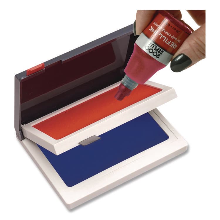 CONSOLIDATED STAMP Two-Color Felt Stamp Pads, 4.25" x 3.75", Blue/Red (COS090429) thumbnail 4