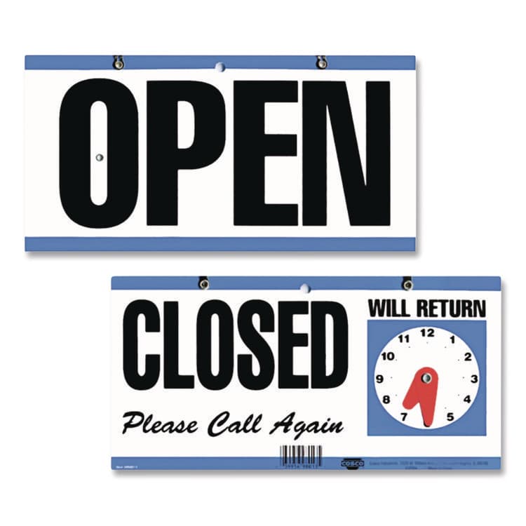 CONSOLIDATED STAMP Open/Closed Outdoor Sign, 11.6 x 6, Blue/White/Black (CSC098013) thumbnail 3