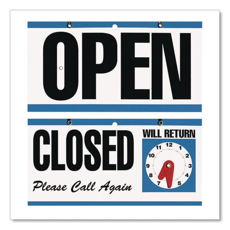 CONSOLIDATED STAMP Open/Closed Outdoor Sign, 11.6 x 6, Blue/White/Black (CSC098013) thumbnail 4