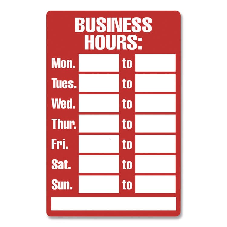 CONSOLIDATED STAMP Open/Closed Business Hours Sign Kit, 8 x 12, Red (CSC098071)