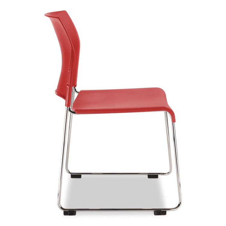 NATIONAL PUBLIC SEATING 8800 Series Cafetorium Plastic Stack Chair, Supports Up to 500 lb, 18" Seat Height, Red Seat, Red Back, Chrome Base, 4/Carton (NPS881711174) thumbnail 2