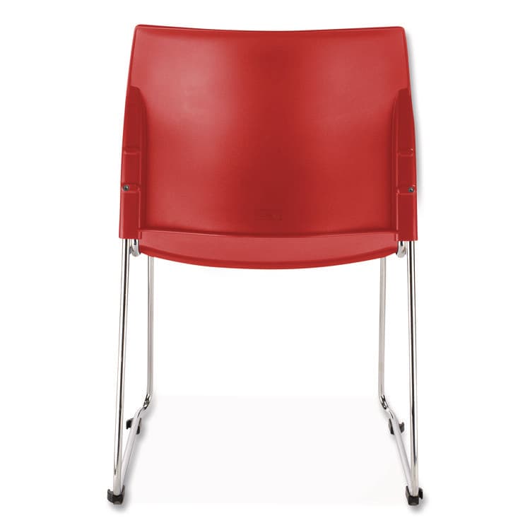 NATIONAL PUBLIC SEATING 8800 Series Cafetorium Plastic Stack Chair, Supports Up to 500 lb, 18" Seat Height, Red Seat, Red Back, Chrome Base, 4/Carton (NPS881711174) thumbnail 3