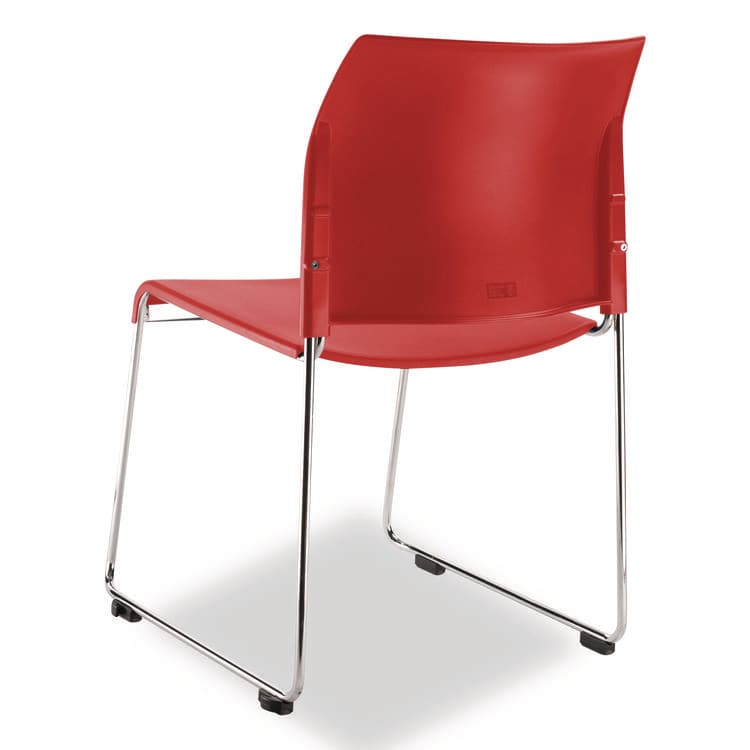 NATIONAL PUBLIC SEATING 8800 Series Cafetorium Plastic Stack Chair, Supports Up to 500 lb, 18" Seat Height, Red Seat, Red Back, Chrome Base, 4/Carton (NPS881711174) thumbnail 4
