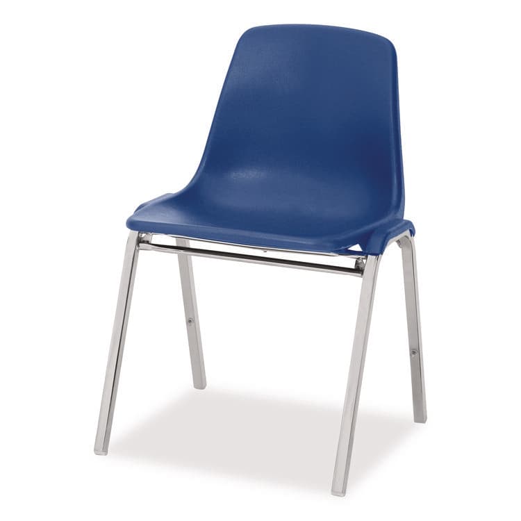 NATIONAL PUBLIC SEATING 8100 Series Poly Shell Stacking Chair, Supports Up to 500 lb, 18" Seat Height, Blue Seat, Blue Back, Chrome Base, 4/Carton (NPS81254) thumbnail 4