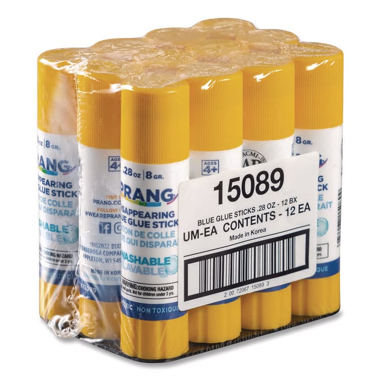 DIXON TICONDEROGA CO. Washable Glue Sticks, Blue, 0.28 oz, Dries Clear (DIX15089)