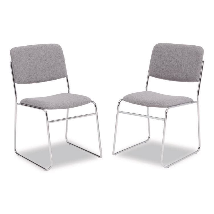 NATIONAL PUBLIC SEATING 8600 Series Fabric Padded Signature Stack Chair, Supports Up to 500 lb, 19" Seat Height, Gray Seat/Back, Chrome Base, 2/Pack (NPS86522)