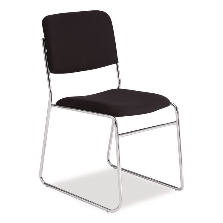 NATIONAL PUBLIC SEATING 8600 Series Fabric Padded Signature Stack Chair, Supports Up to 500 lb, 19" Seat Ht, Black Seat/Back, Chrome Base, 2/Pack (NPS86602) thumbnail 2