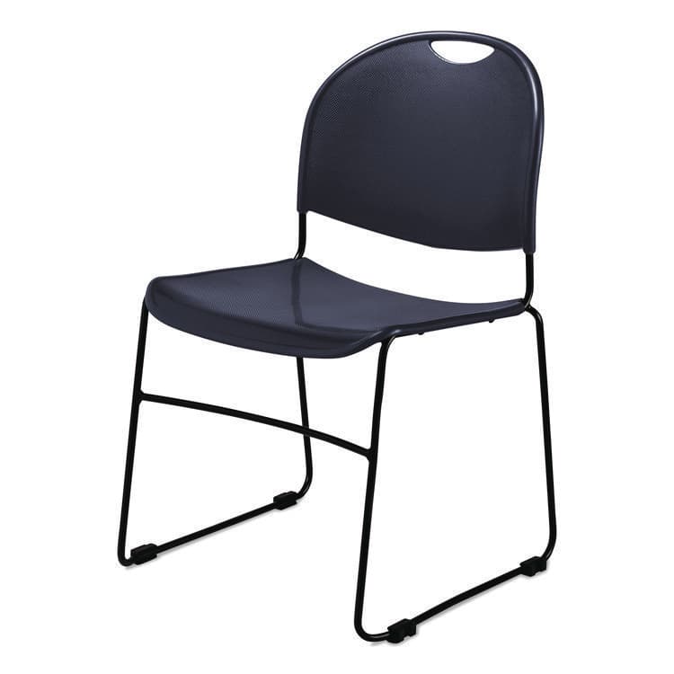 NATIONAL PUBLIC SEATING 850 Series Multi-Purpose Ultra Compact Stack Chair, Supports 300 lbs, 17" Seat Height, Navy Seat/Back, Black Base, 4/Carton (NPS855CL4)