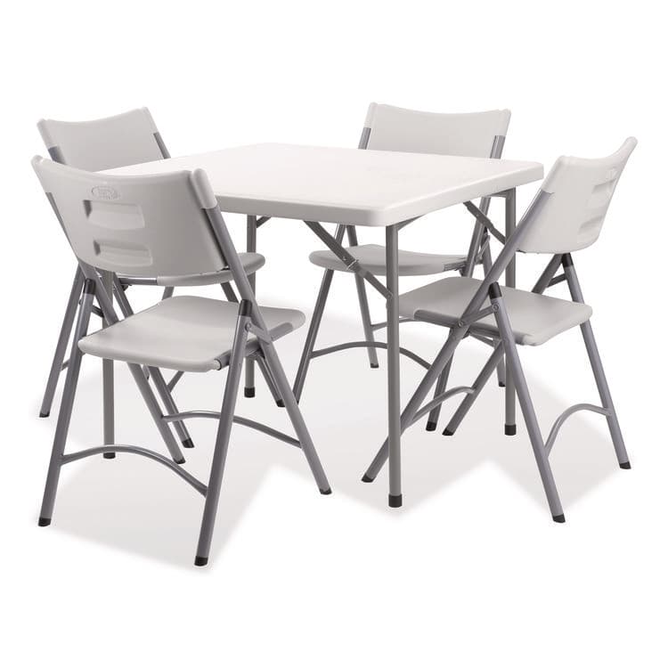 NATIONAL PUBLIC SEATING Heavy-Duty Folding Table/Folding Chair Set, 36" x 36" x 29.5", Speckled Gray Top, Gray Legs, 4/Carton, 2 Carton/Bundle (NPSBT363616024)