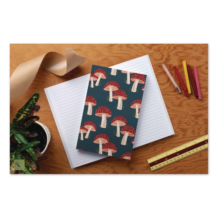 DENIK Classic Layflat Softcover Notebook, Mushroom Artwork, Medium/College Rule, Navy Blue/Multicolor Cover, (72) 8 x 5 Sheets (DNKLFC1138L) thumbnail 4