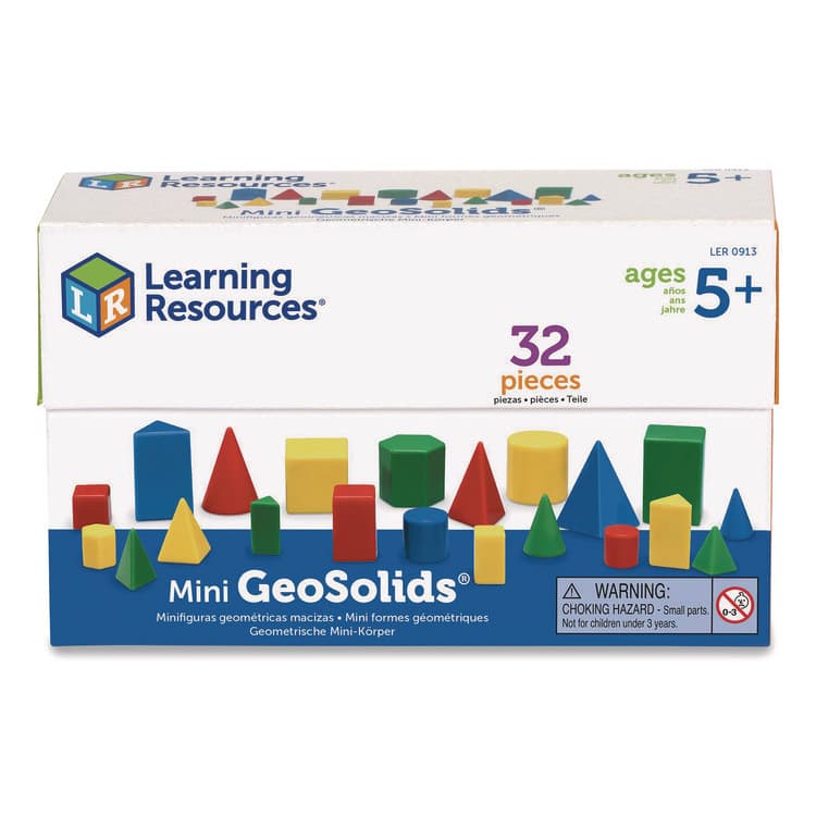 LEARNING RESOURCES Mini GeoSolids, Grades K to 5, 32 Pieces (LRNLER0913)