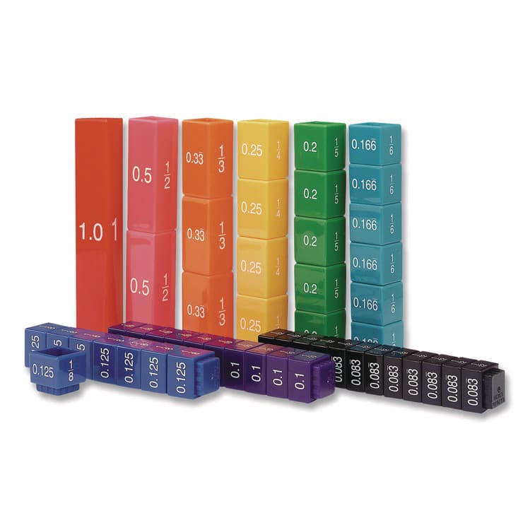LEARNING RESOURCES Fraction Tower Equivalency Cubes, Nine Sizes, Grades 1 to 4, 51 Pieces (LRNLER2509) thumbnail 2