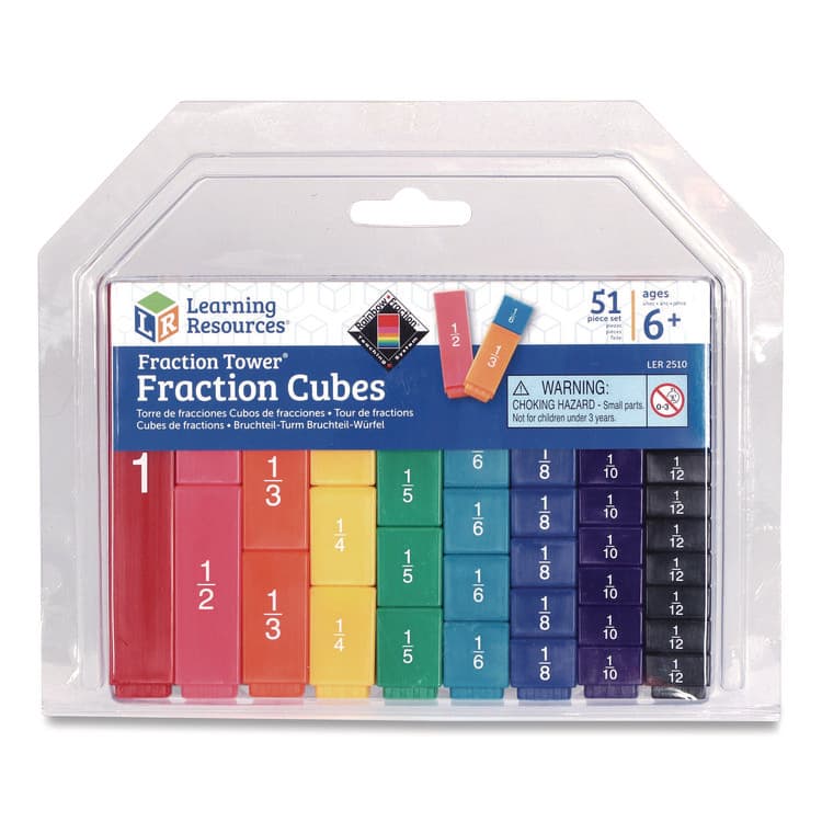 LEARNING RESOURCES Fraction Tower Fraction Cubes, Grades 1 to 4, 51 Pieces (LRNLER2510)