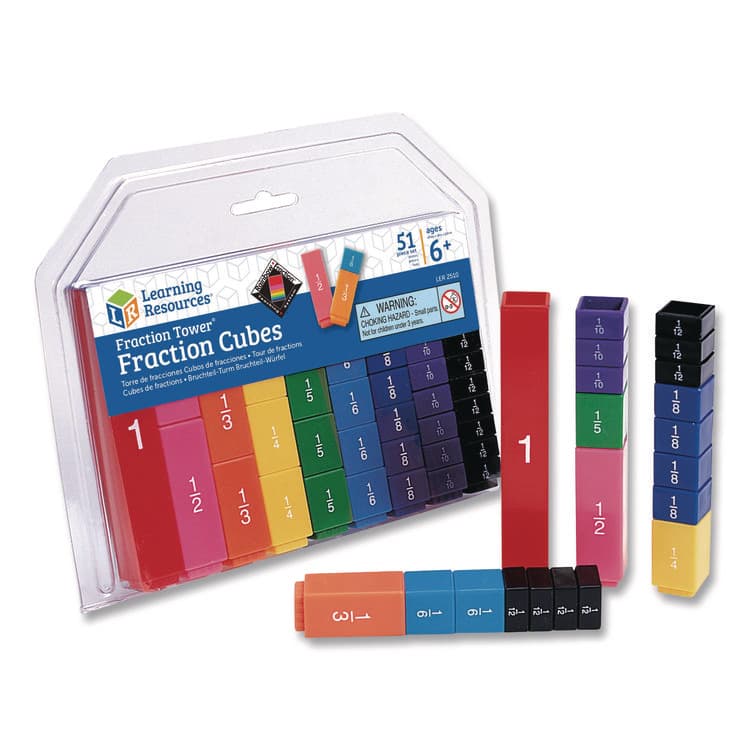 LEARNING RESOURCES Fraction Tower Fraction Cubes, Grades 1 to 4, 51 Pieces (LRNLER2510) thumbnail 2