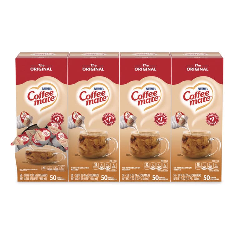 NESTLE Liquid Coffee Creamer, Original, 0.38 oz Mini Cups, 50/Box, 4 Boxes/Carton (NES35110CT)