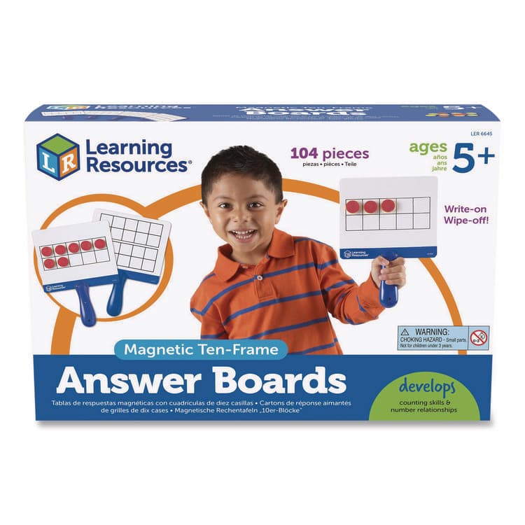 LEARNING RESOURCES Magnetic Ten-Frame Answer Boards, Ages 5 and Up, 104 Pieces (LRNLER6645)
